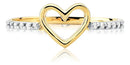 Anel Feminino De Ouro 18k Coração Vazado Com Diamantes