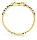 Anel Feminino De Ouro 18k Coração Vazado Com Diamantes