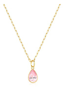 Colar De Ouro 18k Elos Longos Com Ponto De Luz Gota E 45cm Cor Rosa