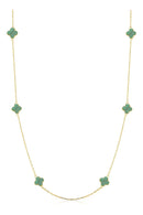 Colar Feminino De Ouro 18k Trevos Com 6mm E 45cm Cor Malaquita